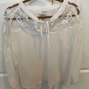White blouse with lace details